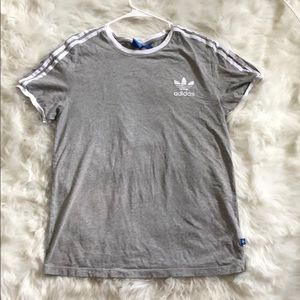 Adidas women’s Size 14 grey and white cotton tee.